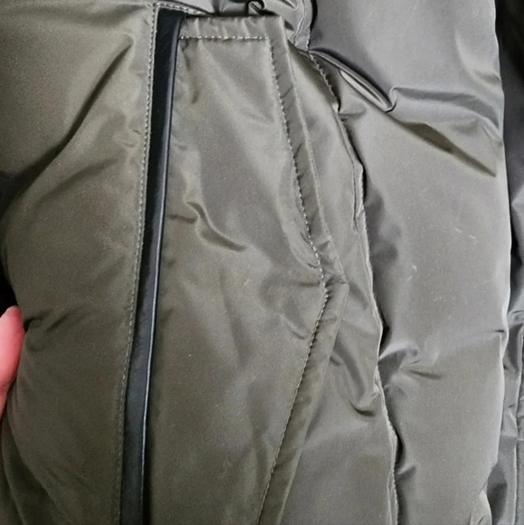 Mackage Long Coat Harley Army Khaki Racoon Rabbit Down Filled Leather  Tri… - Picture 4 of 9